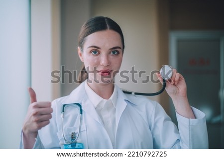 Woman doctor physician confident professional in hospital 