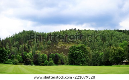 Scenic summer view of Balmoral castle park, summer home of the British royal family