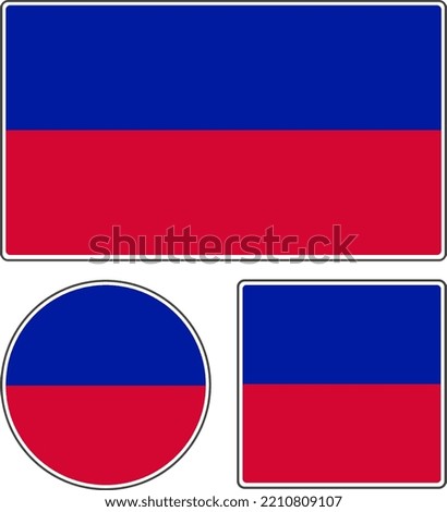 
Flags of the countries of the world. State flag of Haiti. Rectangular, round and square shapes. Blue red vector illustration.