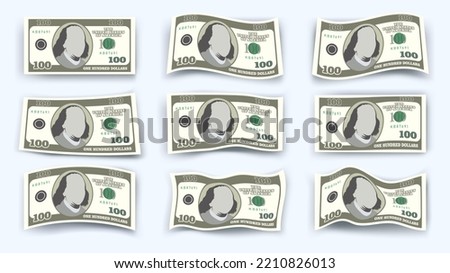 Set 3D money dollars united states of america one hundred dollars Royalty-Free Stock Photo #2210826013