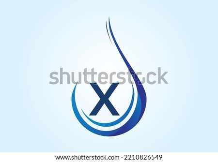 Initial X monogram alphabet with water drop in a spiral. Waterdrop logo design vector template. Font emblem. 