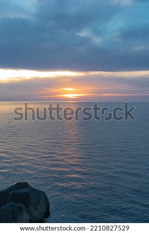 Magic sunset in the Black Sea beach, tsikhisdziri, Georgia. 