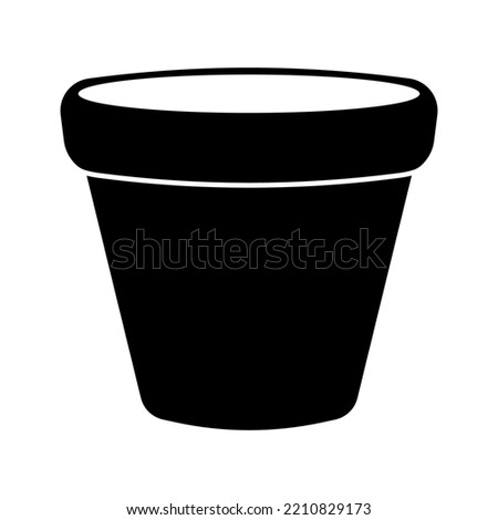 Flower Pot Silhouette, Container Garden Tool Vector Illustration