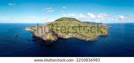 Graciosa island (Azores, Portugal, Europe) from up high, drone photo Royalty-Free Stock Photo #2210836983