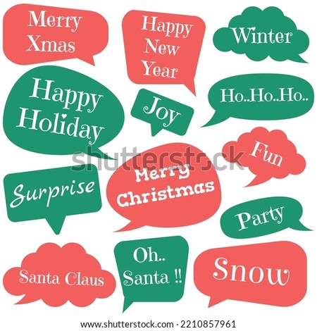 Merry christmas speech bubbles with text. Vector illustration.