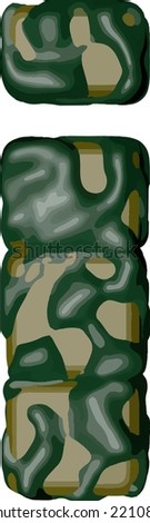 Symbol made of green camouflage. letter i
