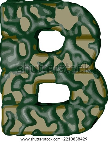 Symbol made of green camouflage. letter b