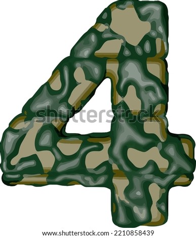 Symbol made of green camouflage. number 4
