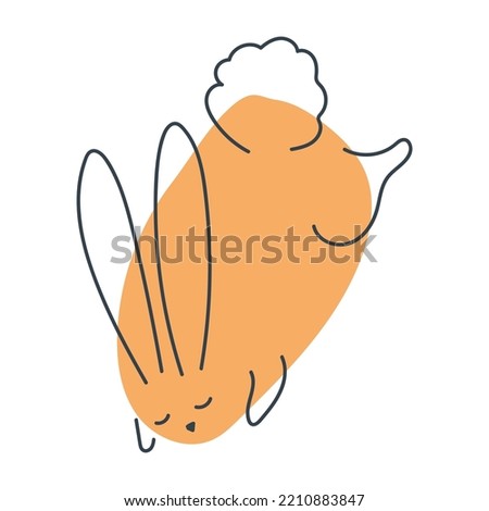 Funny rabbit in doodle style. The bunny is a symbol of 2023. Hare Vector graphics isolated on white background.