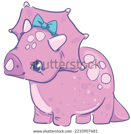 Hand drawn cute dinosaur girl isolated on white background vector cartoon character Kids summer spring print