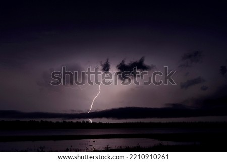Lightning, Thunderstorm, Laguna Blanca, Santa Rosa del Aguaray, San Pedro, Paraguay