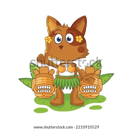 the dog hawaiian waving character. cartoon mascot vector