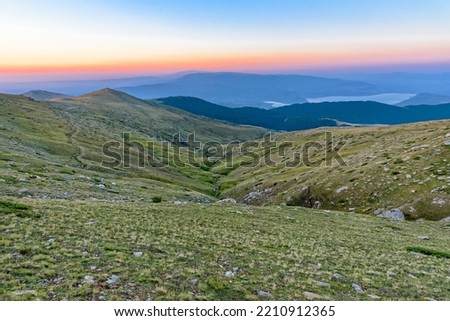 Nidza mountain in the southern part of North Macedonia. The border between North Macedonia and Greece passes over the mountain. 
