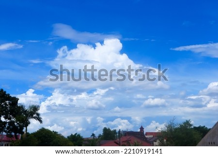 Blue sky and white clouds. Concept for background. Copy space for text. Selective focuss 