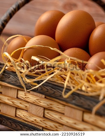 Pictures of red eggs in a basket