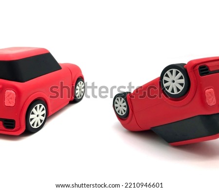 Red city car with blank surface for your creative design. Isolate