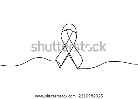 cancer ribbon single continuous line drawing vector illustration