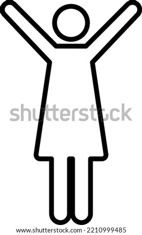 Woman raised arms icon vector female person with open hands symbol in a glyph pictogram illustration