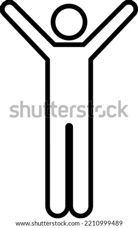 Man raised arms icon vector male person with open hands symbol in a glyph pictogram illustration