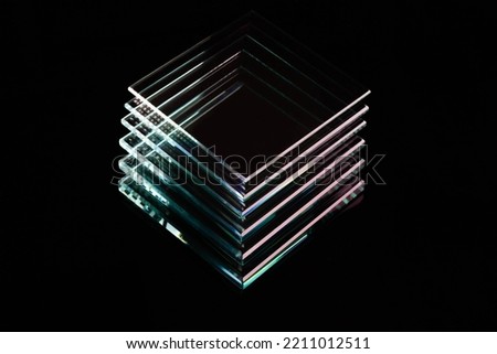 Glass Factory produces clear glass of various thicknesses. take customer orders Used for various residential buildings Royalty-Free Stock Photo #2211012511