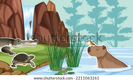Background template of wild animals illustration