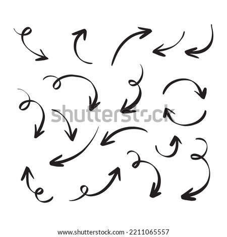 Set of Hand drawn vector arrows doodle on white background. design element vector illustration.