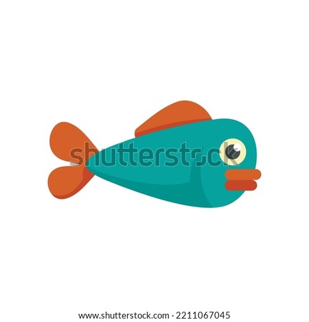 Ocean fish toy icon. Flat illustration of Ocean fish toy vector icon isolated on white background