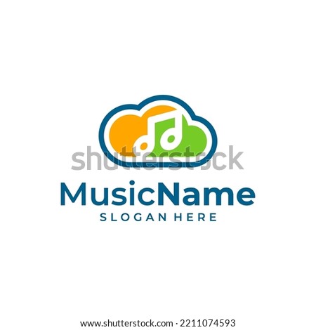 Music Cloud Logo Vector Icon Illustration. Music logo design template