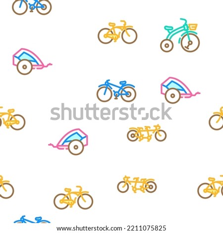 Bike Transport And Accessories vector seamless pattern thin line illustration