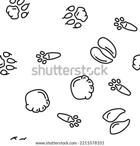 Hoof Print Animal, Bird And Human Shoe Set Vector. People Footprint And Elephant Hoof Print, Deer And Bear, Horse And Tiger, Chicken And Mouse. Mammal Sheep Paw Black Contour Illustrations