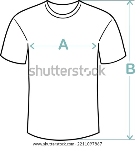 T-shirt. Contour line T-shirts. The T-shirt icon. The scheme of the T-shirt with measurements. Determine the size of the clothes. Clothes. A painted T-shirt  Vector