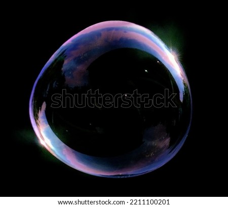 Air Bubbles Isolated on Black Background. Colorful bubbles circles abstract on black background illustration. Soap bubbles foamy realistic with rainbow colors Royalty-Free Stock Photo #2211100201