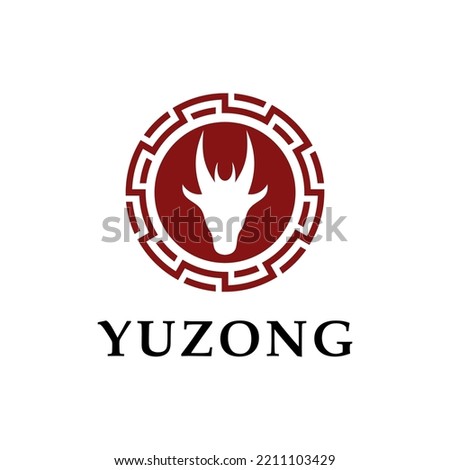 Dragon Head with Oriental Ornament Logo Design