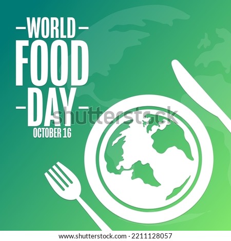 World Food Day. October 16. Holiday concept. Template for background, banner, card, poster with text inscription. Vector EPS10 illustration Royalty-Free Stock Photo #2211128057