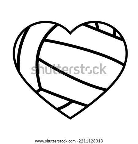 Volleyball heart vector illustration. Love sport play. Ball isolated object on white background