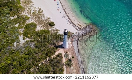 The aerial view of the Cape Florida Light  Key Biscayne, Florida  Royalty-Free Stock Photo #2211162377