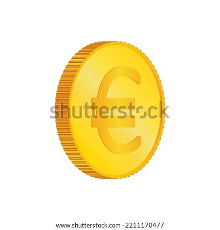 Euro. 3d isometric Physical coins. Currency.  Golden coins with euro  symbol isolated on white  background. Vector illustration.