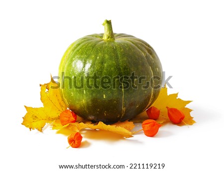 Colorful autumn leaves with Pumpkin 