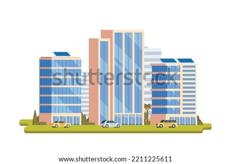 Vector illustration Modern city landscape with infographic elements. Concept for website illustration.