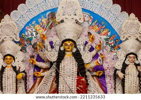 E-Block,Purbachal Durga Puja Samiti ,C.R.Park,New Delhi , Dt-1 Oct 2022.A View Of Durga Idiol WithIn Puja Pandal