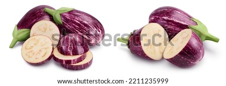 striped eggplant graffiti isolated on white background with full depth of field.