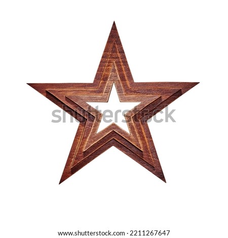 Christmas decoration wooden star isolated on white