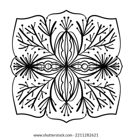 Abstract ornament. Doodle graphic design element. Coloring book page. 