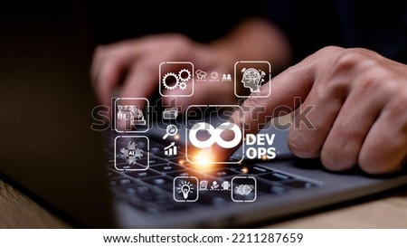DevOps concept, software development and IT operations, agile programming Royalty-Free Stock Photo #2211287659