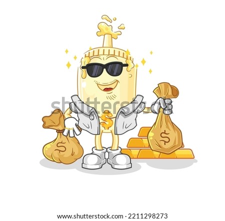 the mayonnaise rich character. cartoon mascot vector