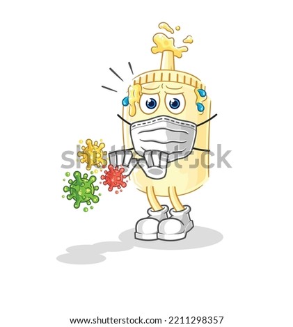 the mayonnaise refuse viruses cartoon. cartoon mascot vector