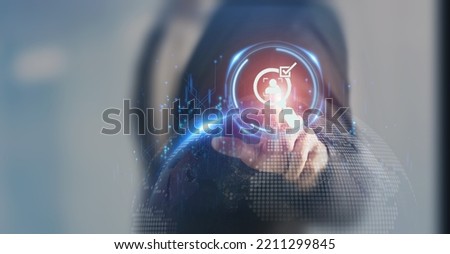 KYC, know your customer. Business verifying the identity of clients. Client authentication to access personal financial data. Biometrics security, digital technology against digital cyber crime. Royalty-Free Stock Photo #2211299845