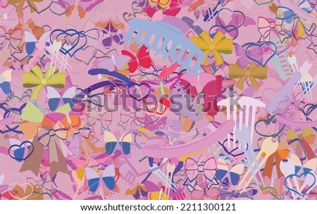Background pattern abstract seamless design texture. Theme is about bobby pin, gorgeous, Butterfly, hair clips