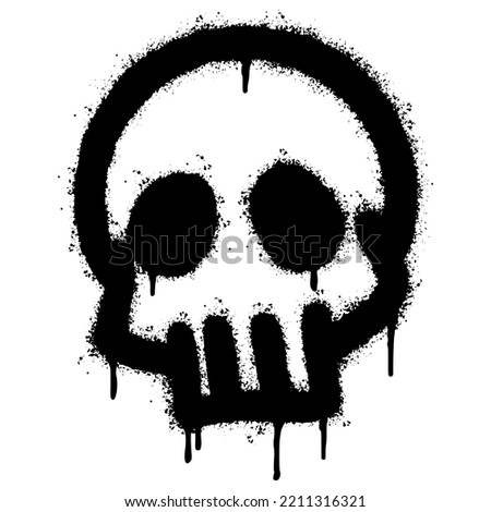 Spray Painted Graffiti skull icon Sprayed isolated with a white background. graffiti skull symbol with over spray in black over white. Vector illustration.