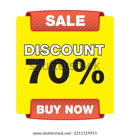 Discount 70% off with yellow background logo